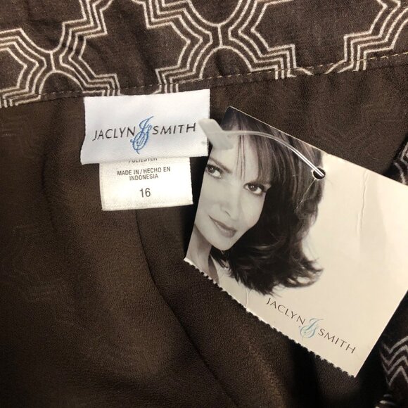 Jaclyn Smith Skirt Womens Sz 16 Brown White Lined Lightweight A-Line Office NEW - Picture 5 of 10